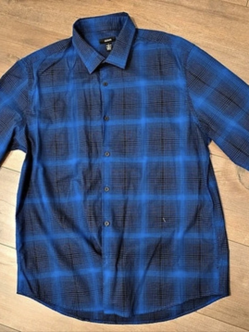 Alfani Men's Plaid Button Down Shirt Size Large